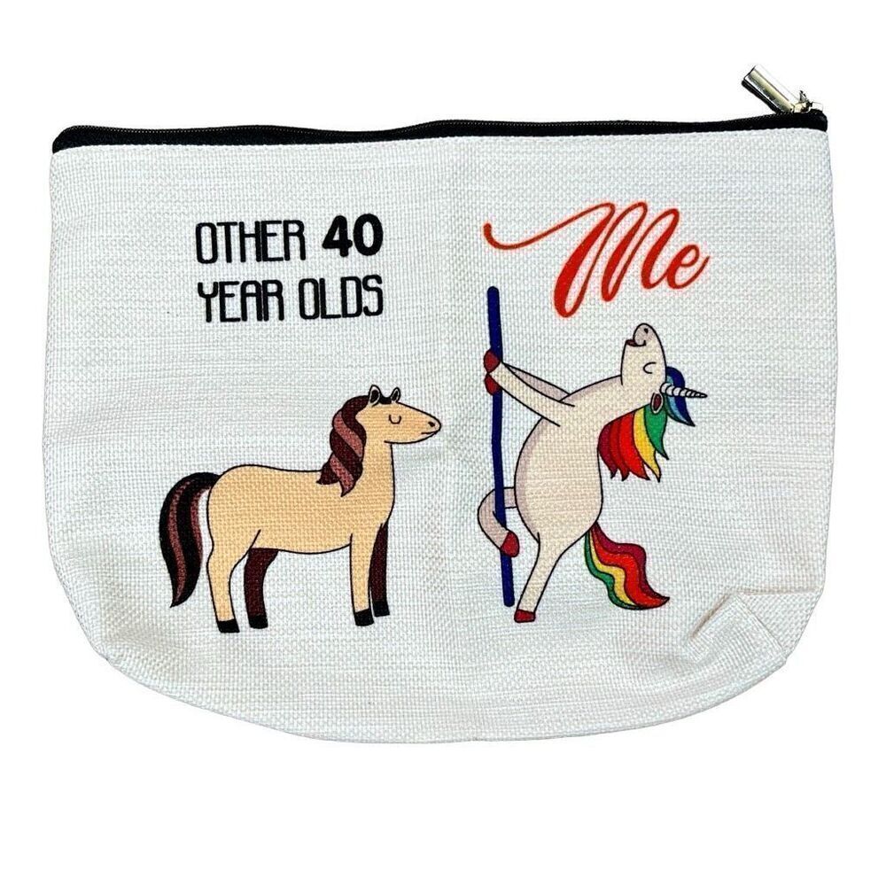 40th Birthday Unicorn Horse Funny Makeup Bag